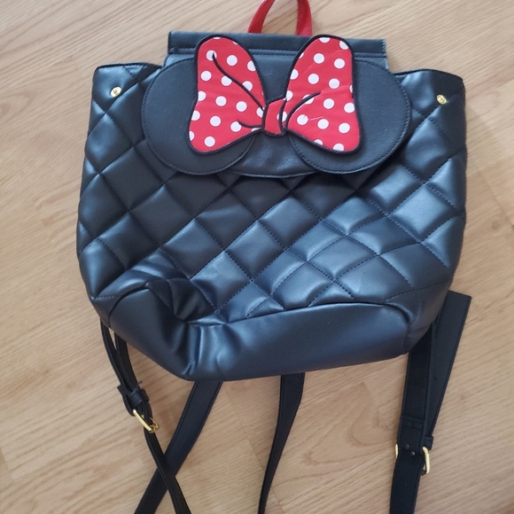 Disney Minnie Mouse Red Bow Quilted Black Backpack by Dani Danielle Nicole NWOT - Picture 6 of 6